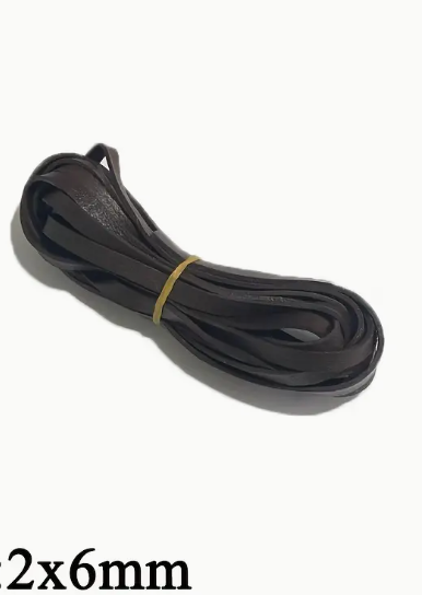 5m Echtleder Band Rund/Flach aus geflochtenem Rindsleder