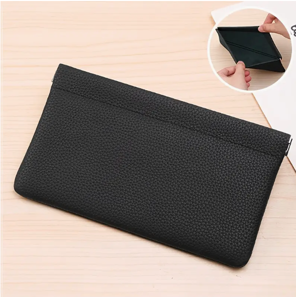 Selbstschließende Leder-Langtasche mit Magnetverschluss