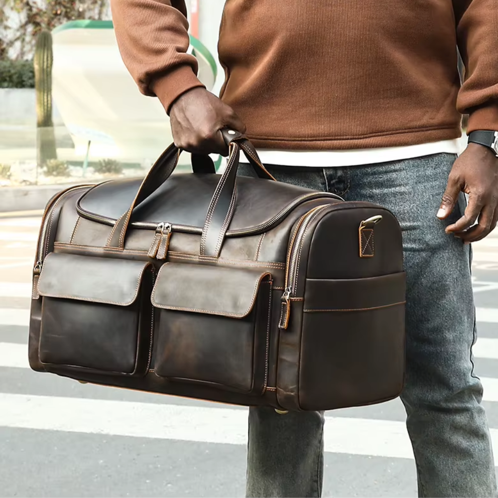 Großraum-Wochenendtasche aus Leder | ALFTANES