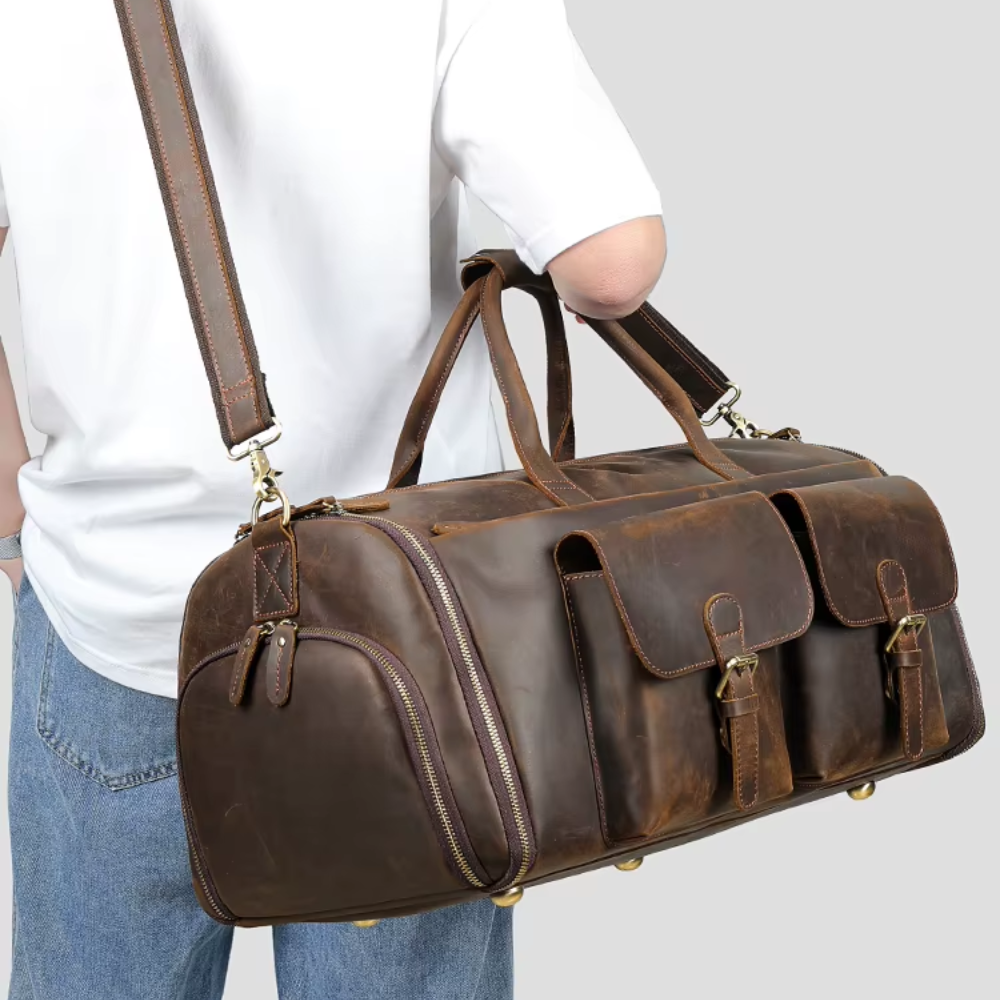 Vollständig aus echtem Leder gefertigte faltbare Reisetasche | LIENZ