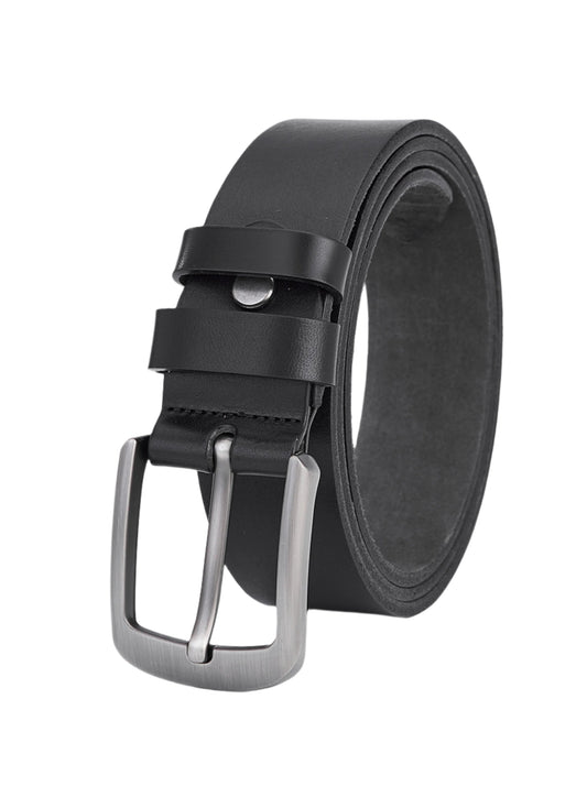 Luxusvoller Rundleder-Gürtel – Eleganter Schwarzer Ledergürtel für Herren – Langlebig und zeitlos