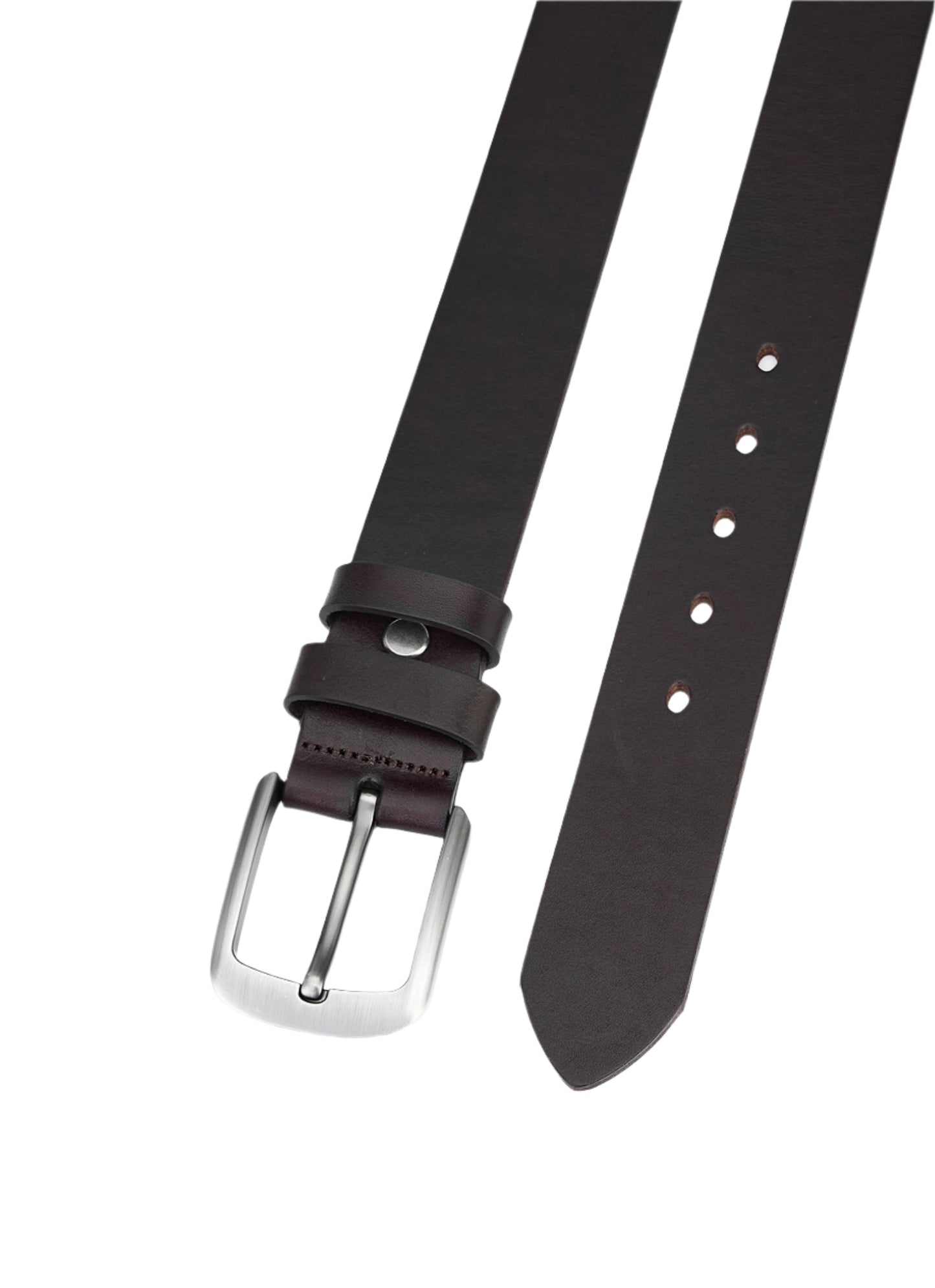 Elegante dunkelbraune Rundlederen Herrenriem – Vollleder und langlebiges Ledergürtel