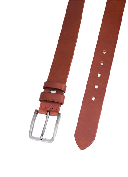 Luxe Rundleder Gürtel für Herren - Vollnarbenleder - Stilvoller Brauner Ledergürtel - Robuste und Langlebige Gestaltung