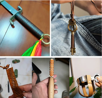 5m Echtleder Band Rund/Flach aus geflochtenem Rindsleder