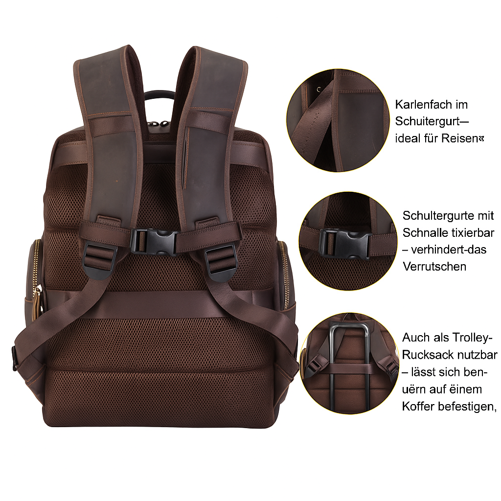 Lederrucksack mit großem Fassungsvermögen | PROVO