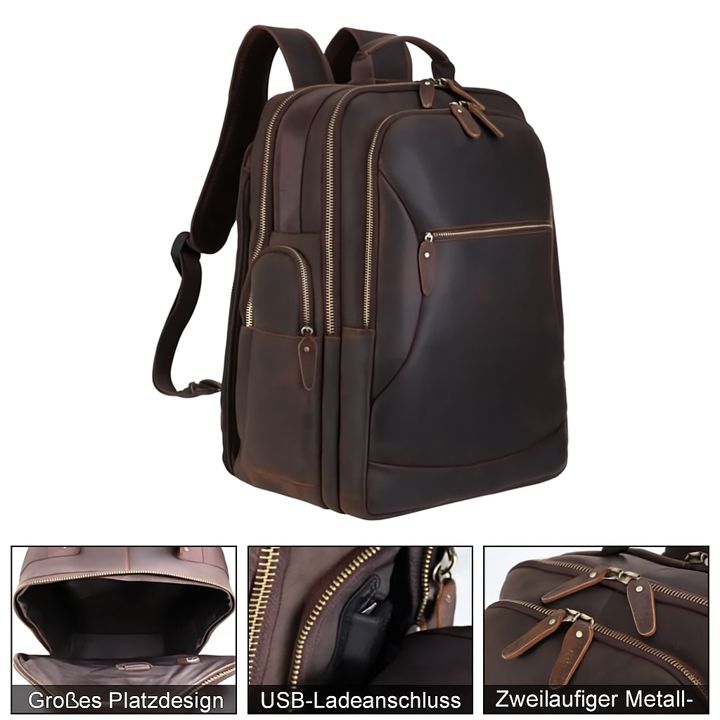 Lederrucksack mit großem Fassungsvermögen | PROVO