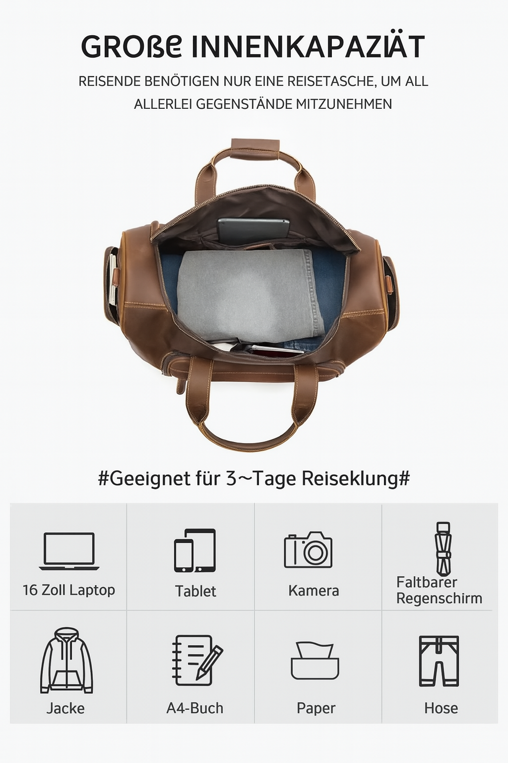 Reisetasche aus echtem Leder | PORI