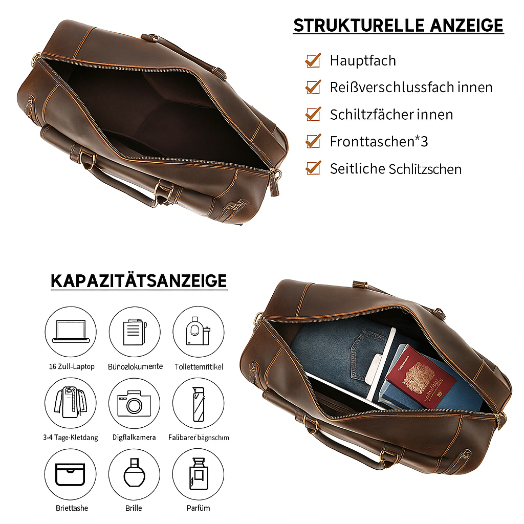 Weekender-Reisetasche aus Leder | HAFNIR