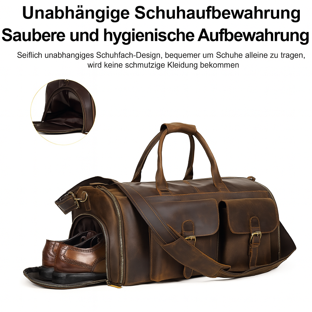 Vollständig aus echtem Leder gefertigte faltbare Reisetasche | LIENZ