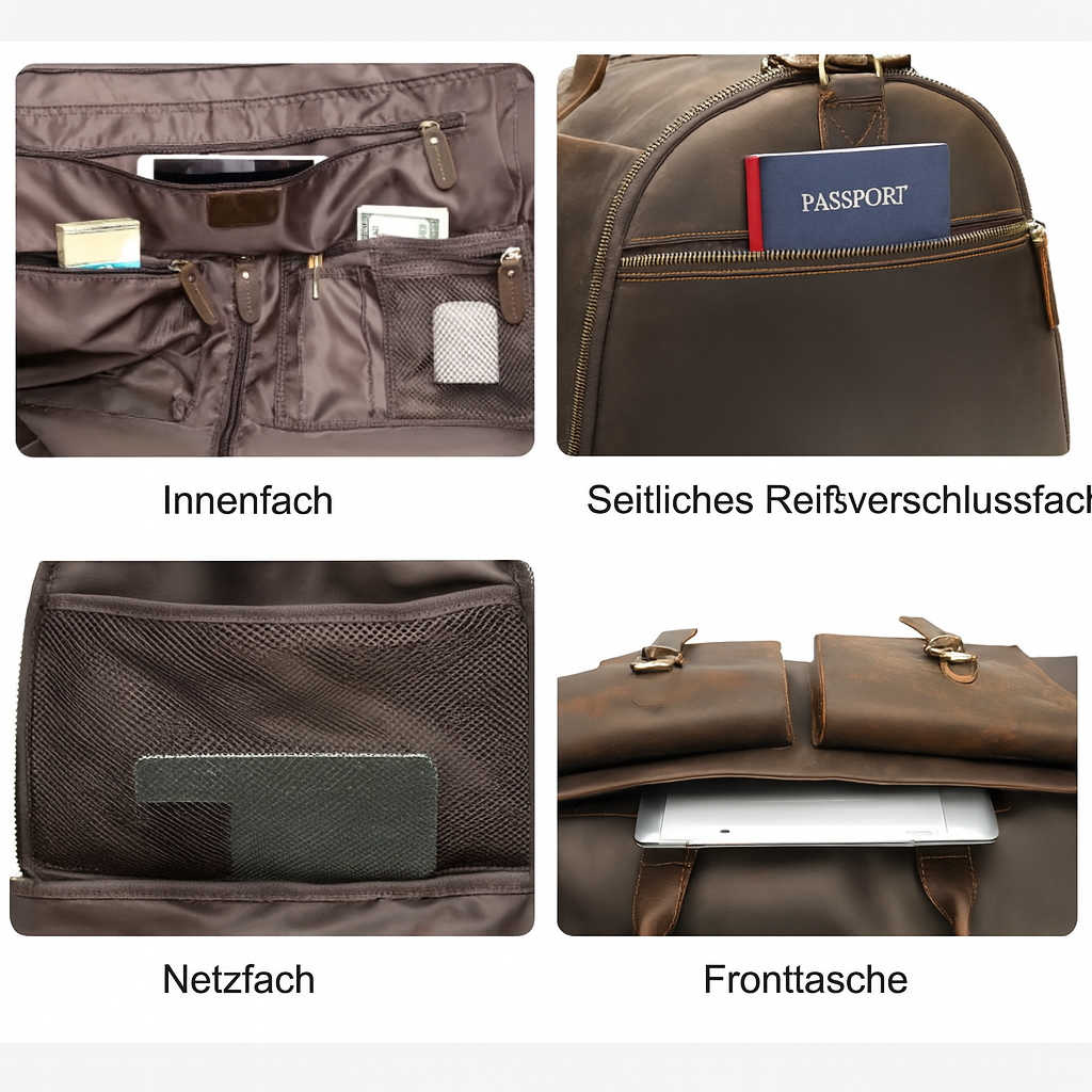 Vollständig aus echtem Leder gefertigte faltbare Reisetasche | LIENZ