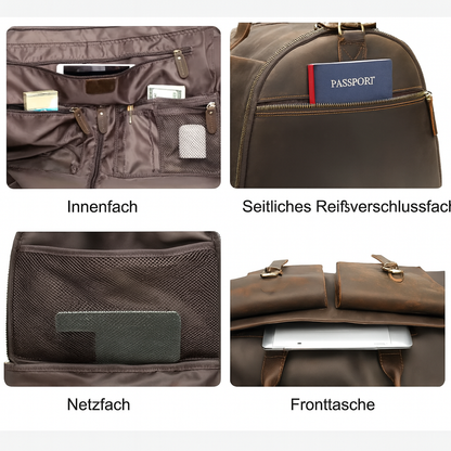 Vollständig aus echtem Leder gefertigte faltbare Reisetasche | LIENZ