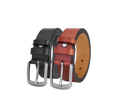 2 Stück Luxus Rundleder-Gürtel Set - Schwarz & Braun - Nachhaltig und Elegant