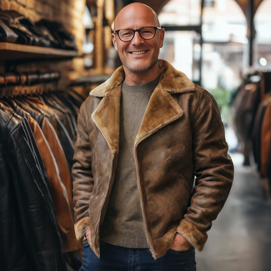 Rustikale Rambler - Stilvolle Lederjacke mit gemütlichem Futter für höchsten Komfort