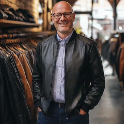 Goldener Klassieker - Luxuriöse Lederjacke