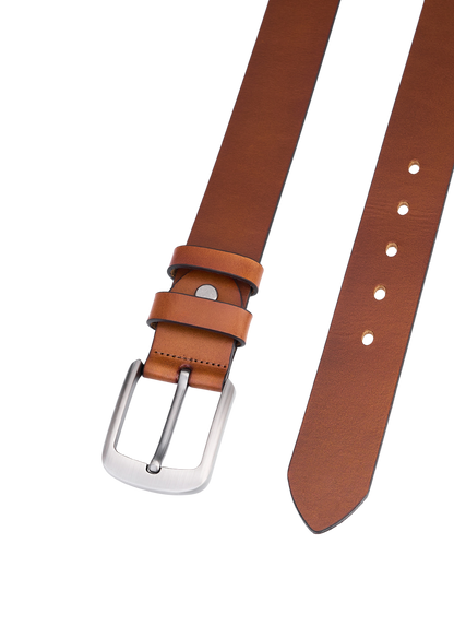 Stilvoller Rundledergürtel in Cognac – Vollleder, Langlebiger Leder-Gürtel für Herren