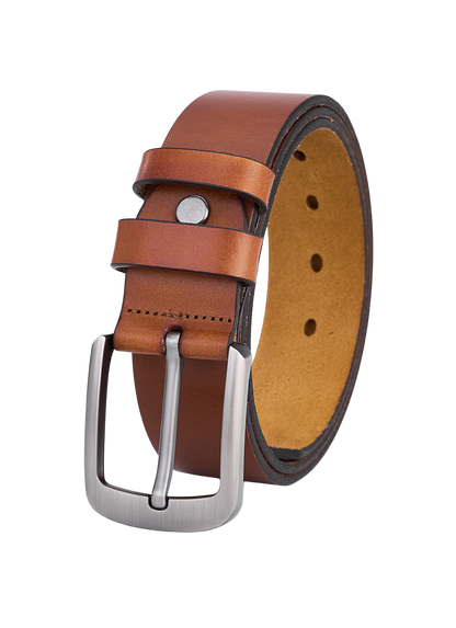 Stilvoller Rundledergürtel in Cognac – Vollleder, Langlebiger Leder-Gürtel für Herren
