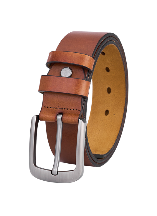 Stilvoller Rundledergürtel in Cognac – Vollleder, Langlebiger Leder-Gürtel für Herren