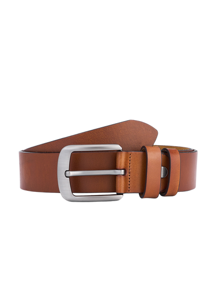 Stilvoller Rundledergürtel in Cognac – Vollleder, Langlebiger Leder-Gürtel für Herren